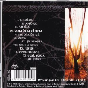 Rückseite einer CD, mit Titelliste und dunklem Hintergrund mit Bäumen.