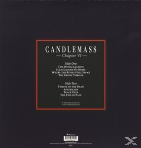 Album-Rückseite mit Titelliste auf dunklem Hintergrund. Text: Candlemass - Chapter VI.