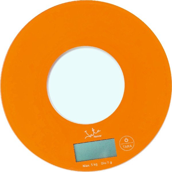 Balanza de cocina - Jata 722 P, Peso máximo 5Kg, Escala de medición 1g, Display LCD de 4 digitos, Naranja