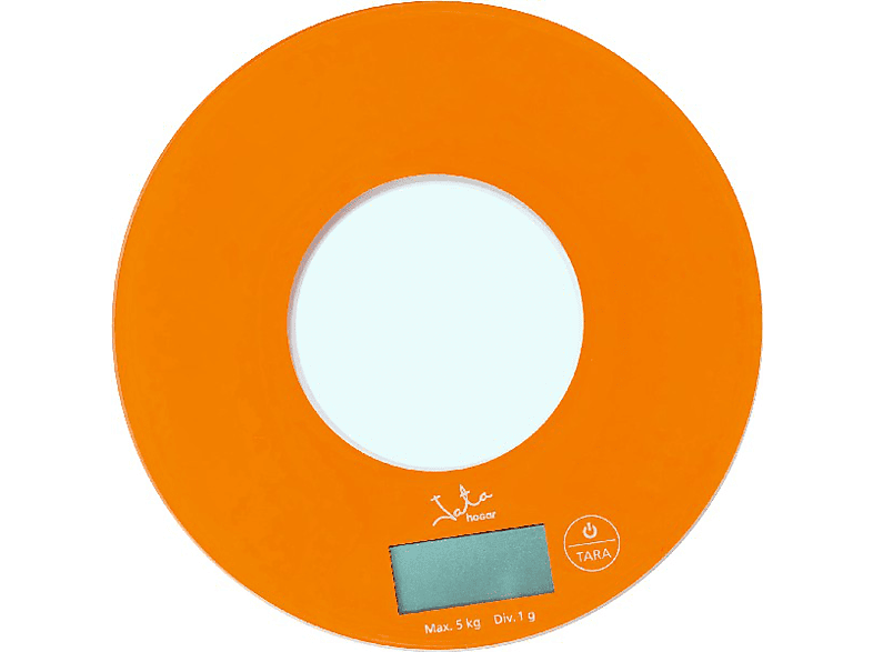 Balanza de cocina - Jata Hogar 722 P, Peso máximo 5Kg, Escala medición 1g, Display LCD 4 digitos, Naranja