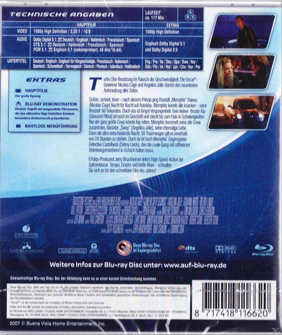 DVD-Rückseite mit Text und Bildern. Titel: Nur noch 60 Sekunden.