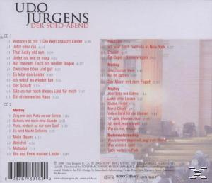 Rückseite des CD-Covers von Udo Jürgens' "Der Solo-Abend" mit Titelliste links und anderem Text.
