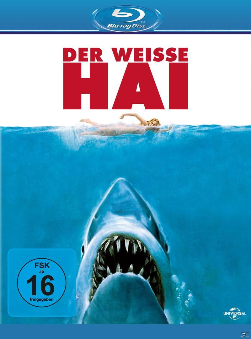 Blu-ray-Cover, ein Hai mit offenem Maul im blauen Wasser. Eine Frau schwimmt oben.