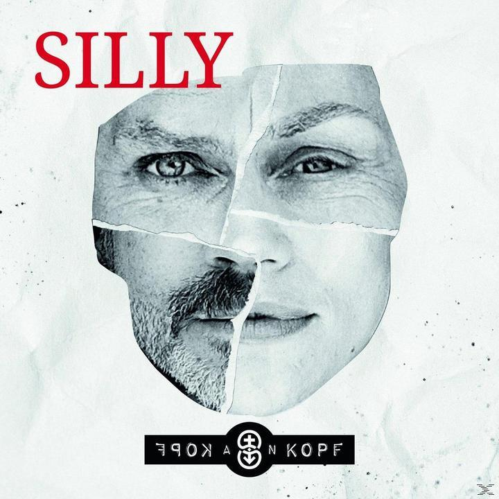 Albumcover für 'Silly'. Zeigt zwei Gesichter, eines alt, eines jung, geteilt über einer zerbrochenen Oberfläche.