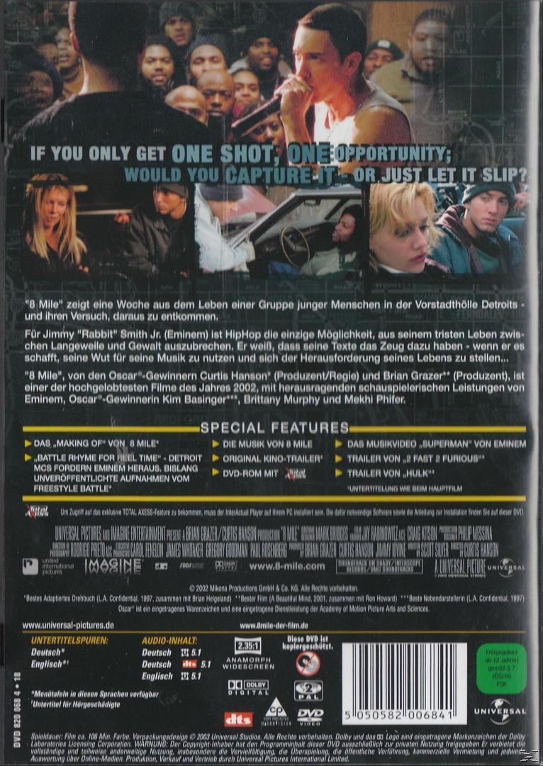 DVD-Cover des Films '8 Mile' mit Eminem und anderen Schauspielern.