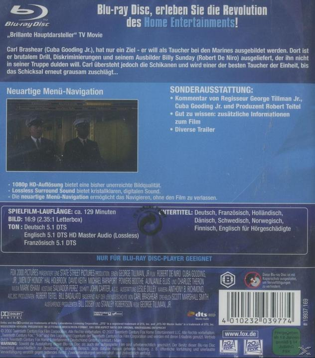 Blu-ray Disc Rückseite. Text auf Deutsch, ein Foto von zwei Männern in einem dunklen Raum.