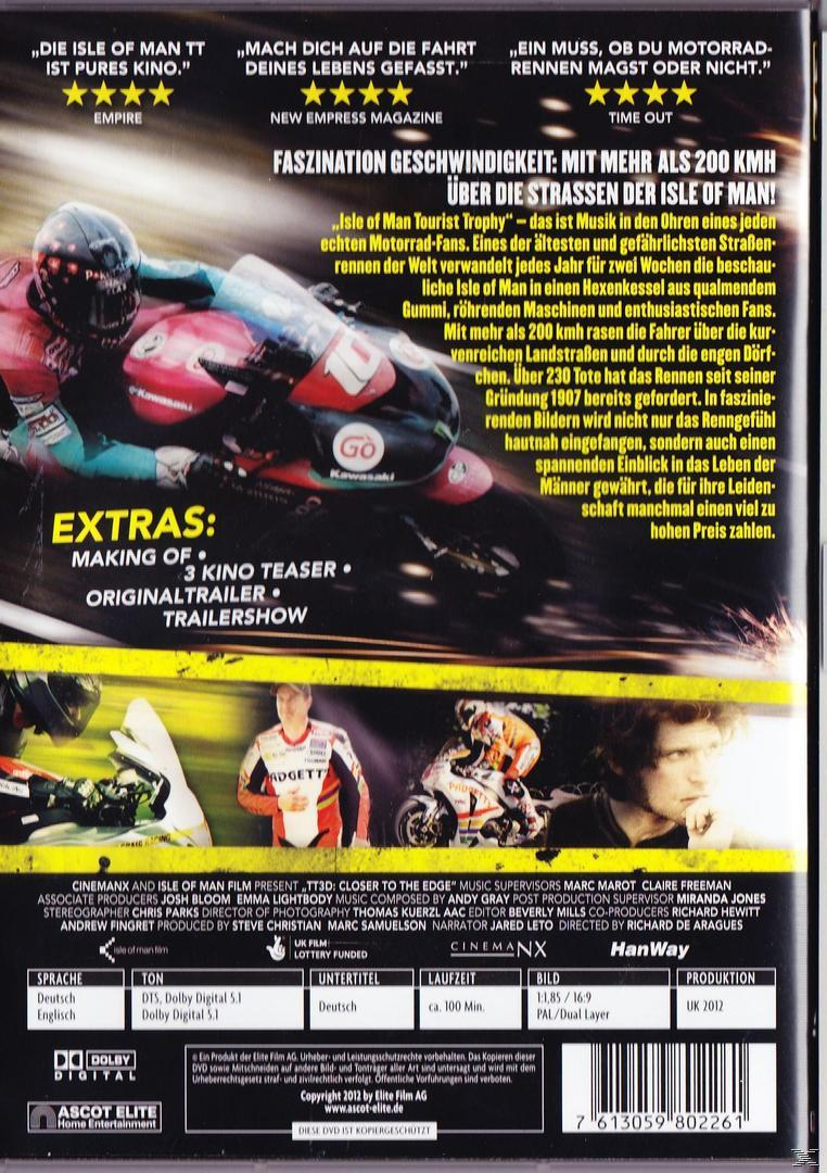 DVD-Cover. Motorradrennen auf der Isle of Man. Text auf Deutsch. Schwarze DVD-Hülle. Extras gelistet.
