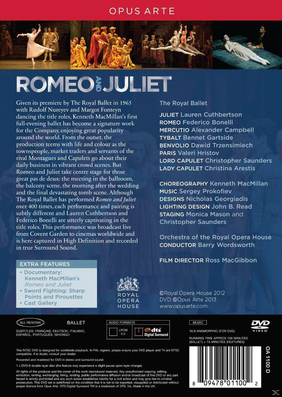 Rückseite einer DVD-Hülle. Text steht auf der Hülle. Bilder eines Balletts befinden sich auf der linken Seite.