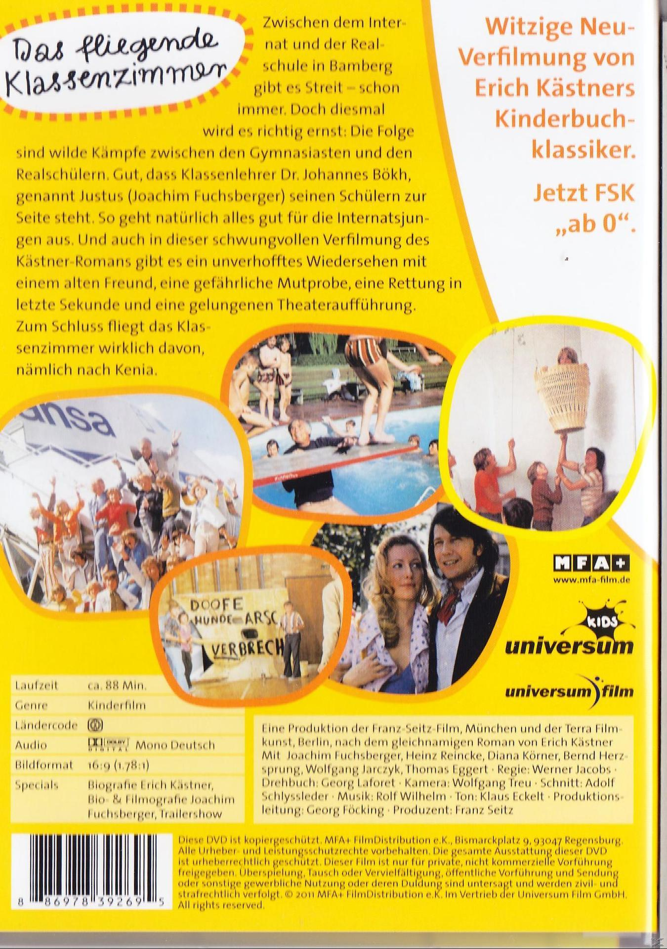 DVD-Cover für Das fliegende Klassenzimmer. Enthält Text und Bilder von Charakteren.