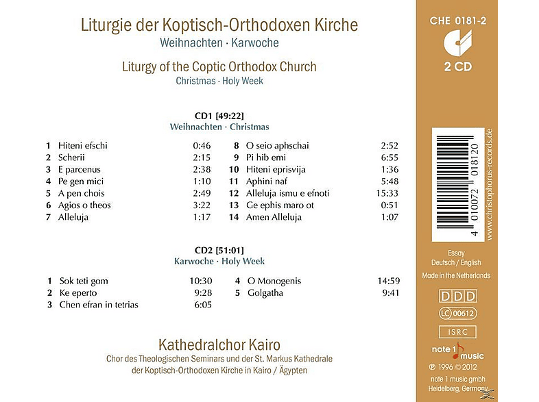 Thumbnail - Kathedralchor Kairo - Liturgie Der Koptisch-Orthodoxen Kirche (CD)