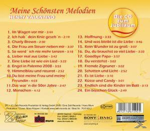 Rückseite einer CD mit Titelliste für Henry Valentinos 'Meine Schönsten Melodien'.