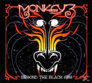 Albumcover: Monkey3-Logo auf schwarzem Hintergrund mit farbenfroher Illustration.