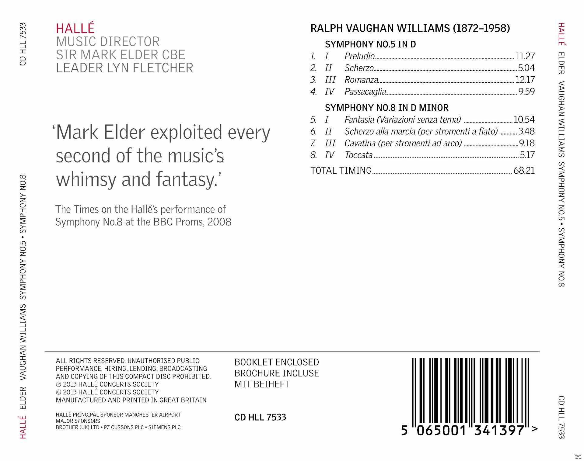 Sir Mark Elder, The Halle Orchestra - Symphony No. 5 & No. 8  - (CD)