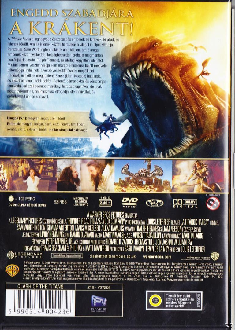 A Titánok harca című film DVD borítója, egy szörnyet és egy harcost ábrázolva.