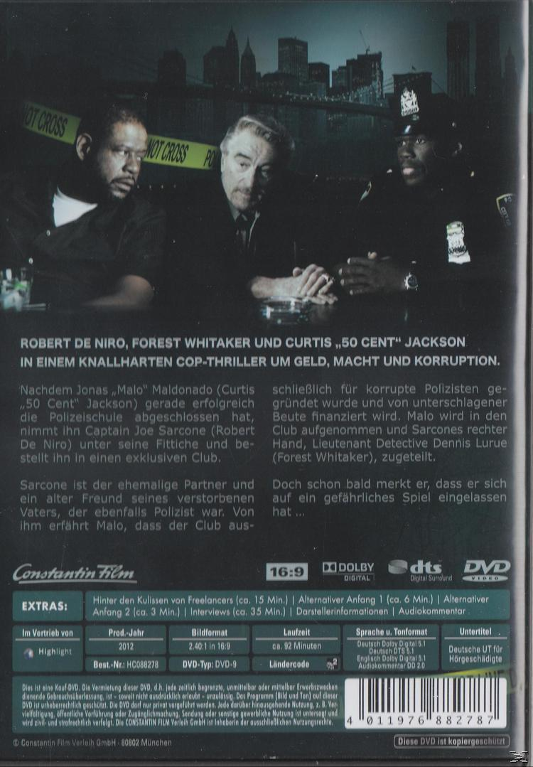 DVD-Rückseite: Robert De Niro, Forest Whitaker und Curtis Jackson. Text beschreibt den Film.