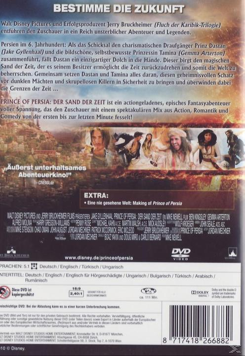 DVD-Cover von 'Prince of Persia'. Zeigt Schauspieler, Titel und Details. Hintergrund zeigt Actionszenen.