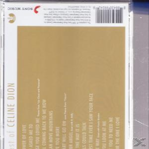 Albumcover mit Celine Dion, goldenem Hintergrund, Trackliste und Sony Music Logo.
