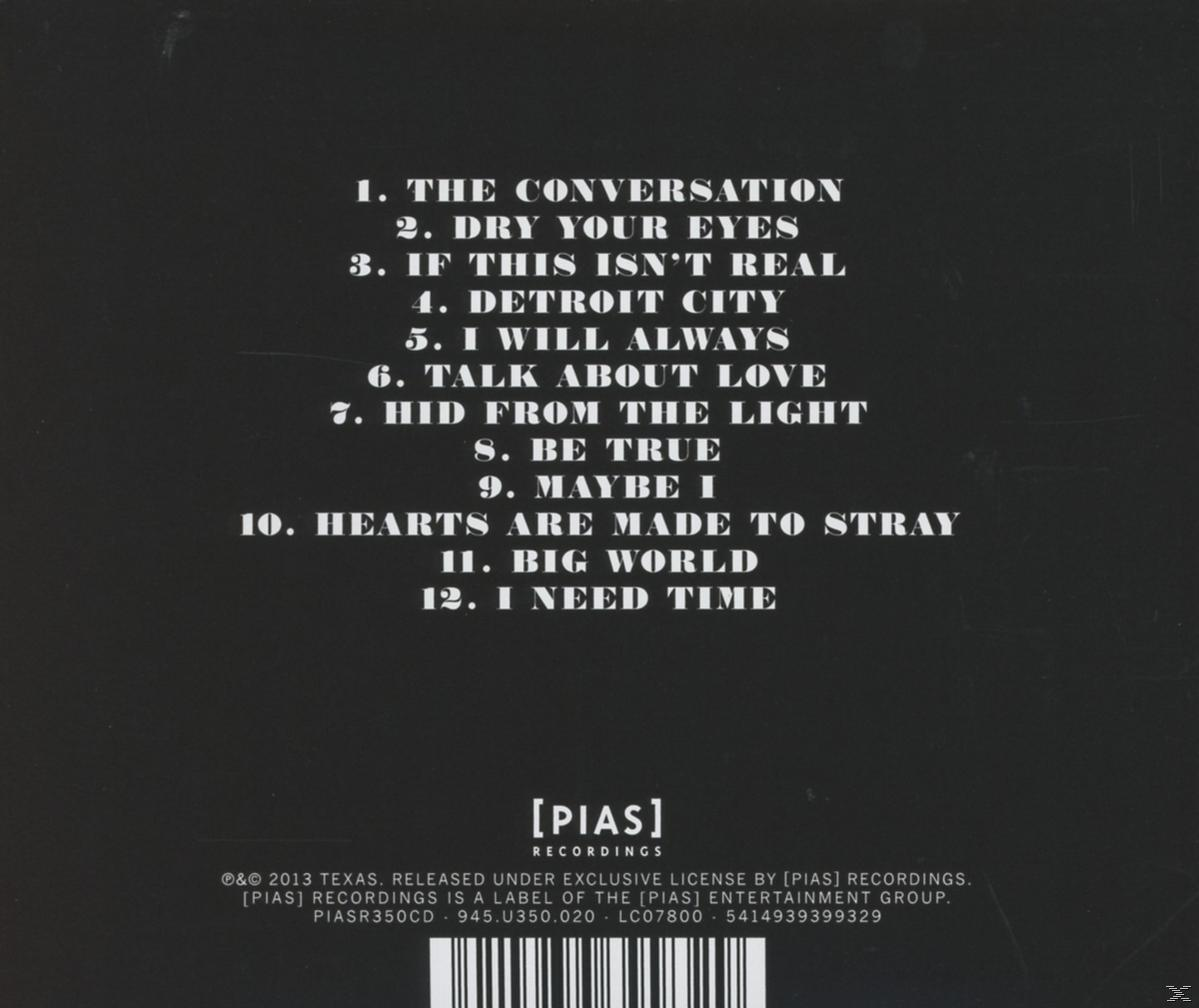 Pochette d'album avec titres de chansons et un fond uni.