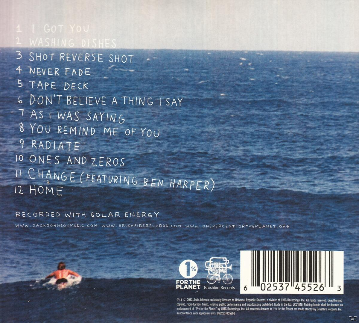 Dos du CD. Fond océan bleu avec un homme surfant et la liste des titres de l'album.
