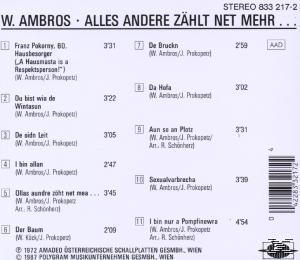 Albumcover mit einer Titelliste. Künstler: W. Ambros. Titel: Alles Andere Zählt Net Mehr...