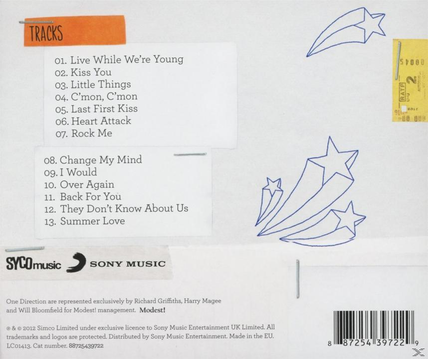 CD-Trackliste mit Sternen und "SYCO music" Logo.