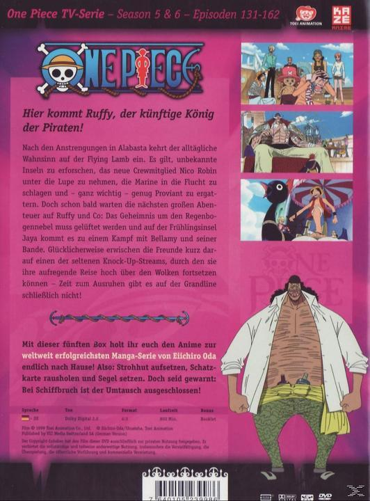 DVD-Cover, One Piece, Anime-Serie. Charaktere auf dem Cover, Titel und Text auf Deutsch.