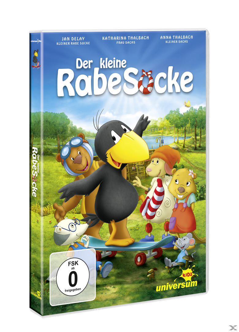 DVD-Cover eines Zeichentrickfilms. Zu den Figuren gehören eine schwarze Krähe, ein Bär, ein Schaf und eine Maus auf einem Skateboard, in einem Park.