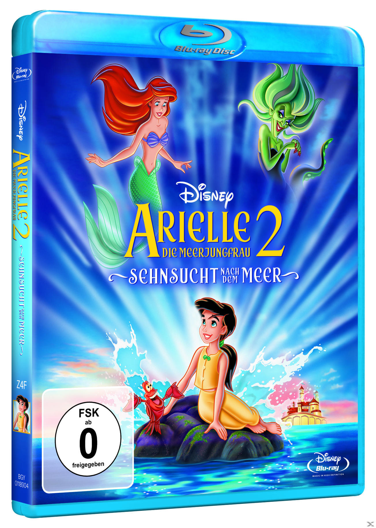 Blu-ray-Cover für 'Arielle 2'. Enthält Arielle und eine andere Meerjungfrau, mit dem Text auf Deutsch.
