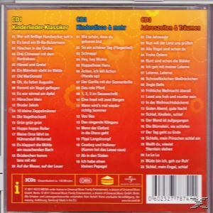 Kinderlieder Klassiker CD-Cover. Trackliste, orange-gelber Hintergrund und Text.