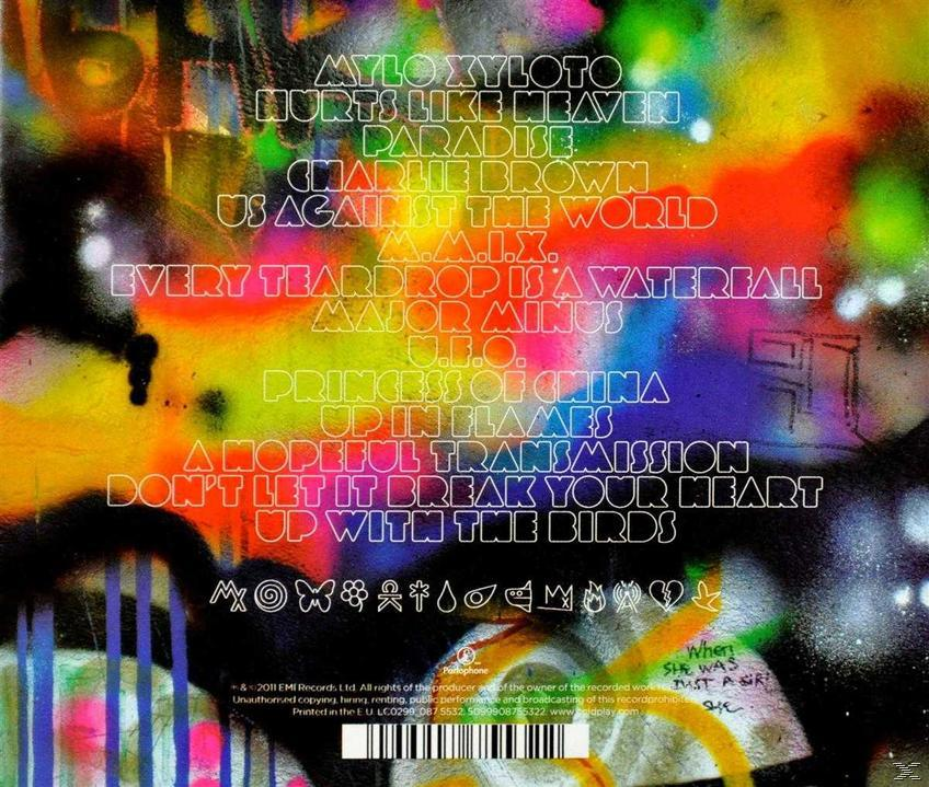 Albumhoes met songteksten. De achtergrond is kleurrijke graffiti. Artiest- en albumdetails worden getoond.