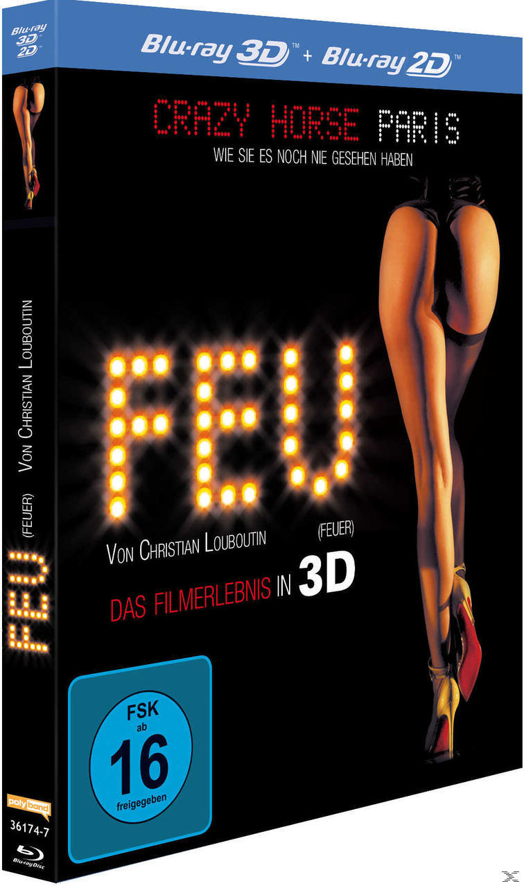 DVD-Cover für „FEU“. Mit den Beinen einer Frau in High Heels. Rote und schwarze Farben. Blu-ray-Hülle.