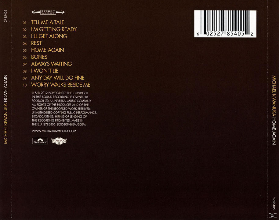 Rückseite des Albums, Michael Kiwanuka. Trackliste, Credits und ein Barcode werden angezeigt.