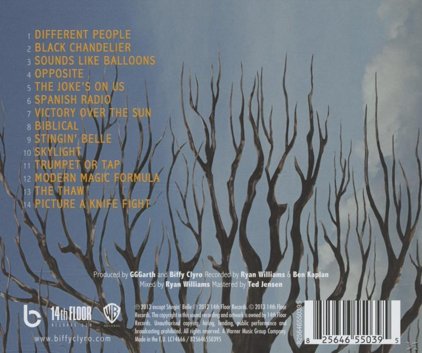 Rückseite einer CD mit Songtiteln, Künstler- und Albumdetails mit Bäumen.