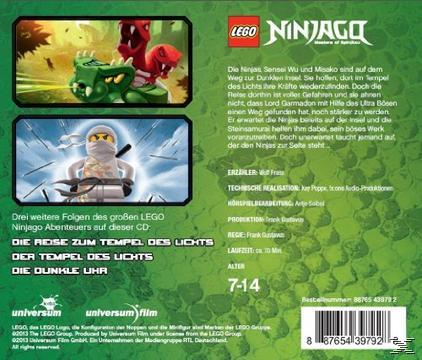 Lego Ninjago CD-Cover mit zwei Szenen aus dem Cartoon. Der Text ist auf Deutsch.