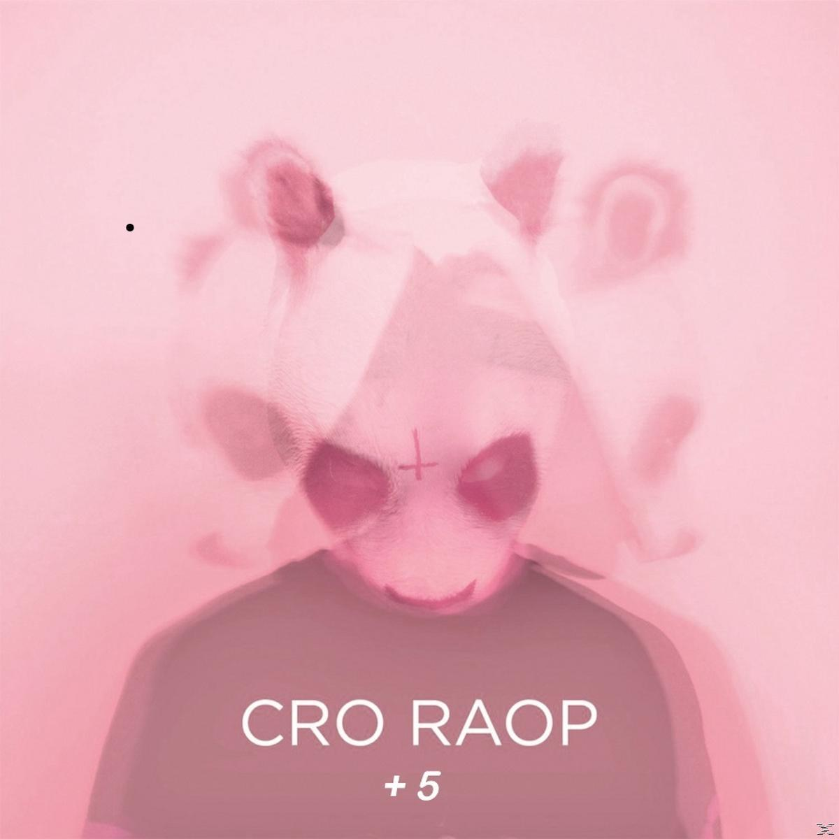 Rosa Kunstwerk mit Pandagesicht und dem Text 'CRO RAOP +5'.