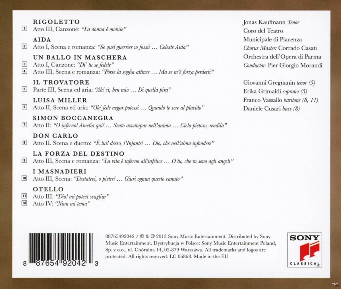 CD-Cover mit Text von Opernliedern. Der Text ist auf Italienisch.