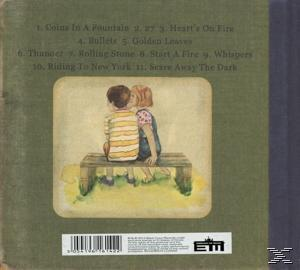 Rückseite des CD-Covers mit einer Zeichnung von zwei Kindern auf einer Bank. Der Titel ist eine Liste der Songs.