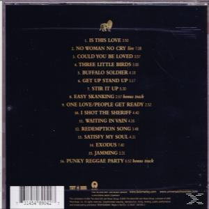 Album borító. Fekete háttér. Arany szöveg. A dalok listája látható. Előadó: Bob Marley & The Wailers.