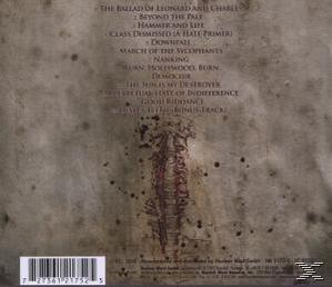 Rückseite einer CD mit Songtiteln und einem strukturierten, dunklen Hintergrund.