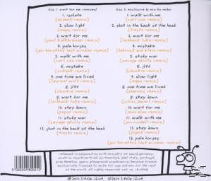 CD-Cover mit Songtiteln in orangefarbener Schrift auf weißem Grund.