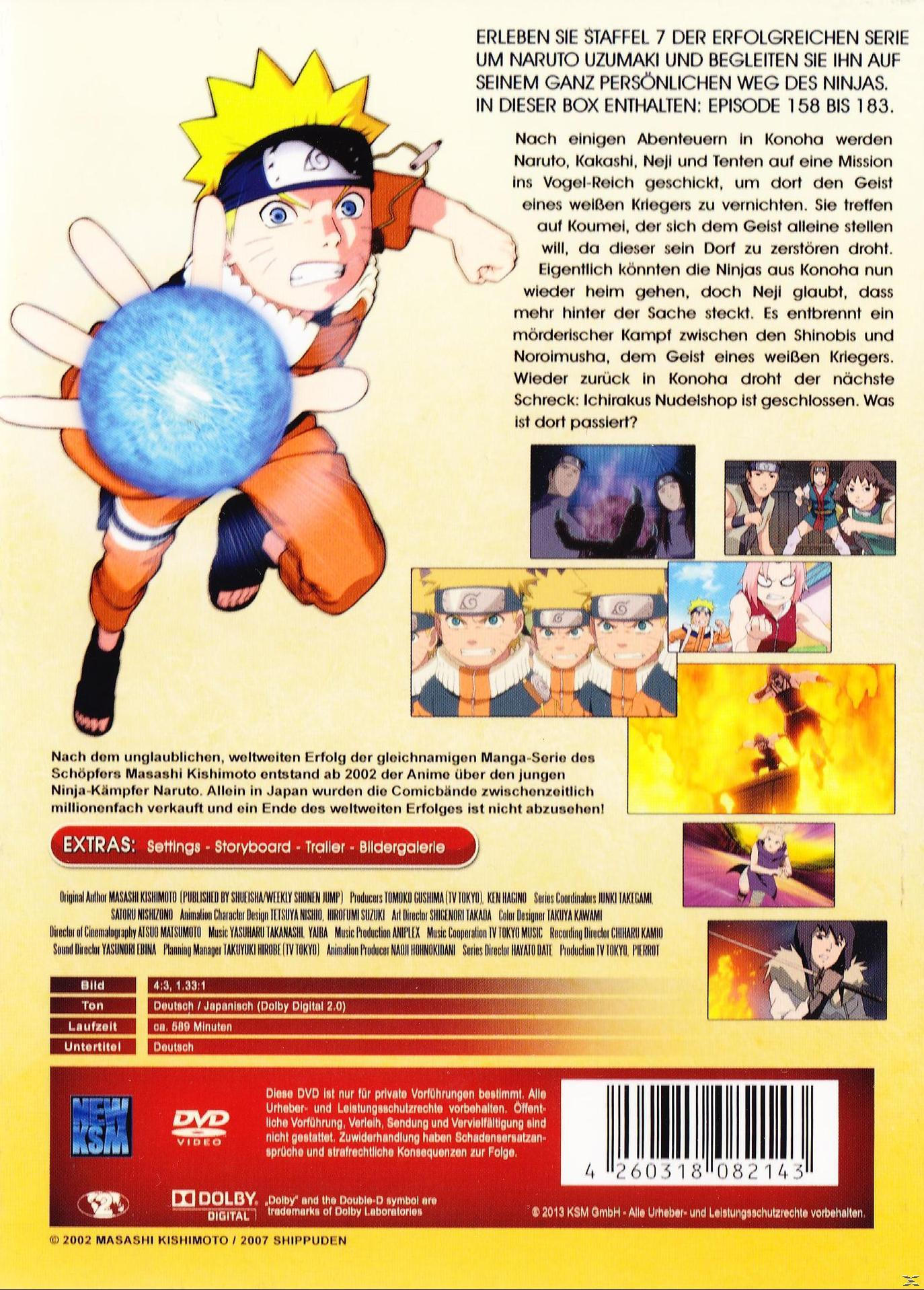 DVD-Hülle für eine Zeichentrickserie. Enthält Naruto und andere Charaktere mit Text in mehreren Sprachen.