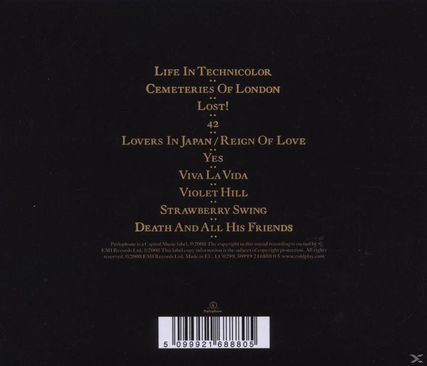 Rückseite des Albums mit Songtiteln und einem weißen Hintergrund mit Logo.