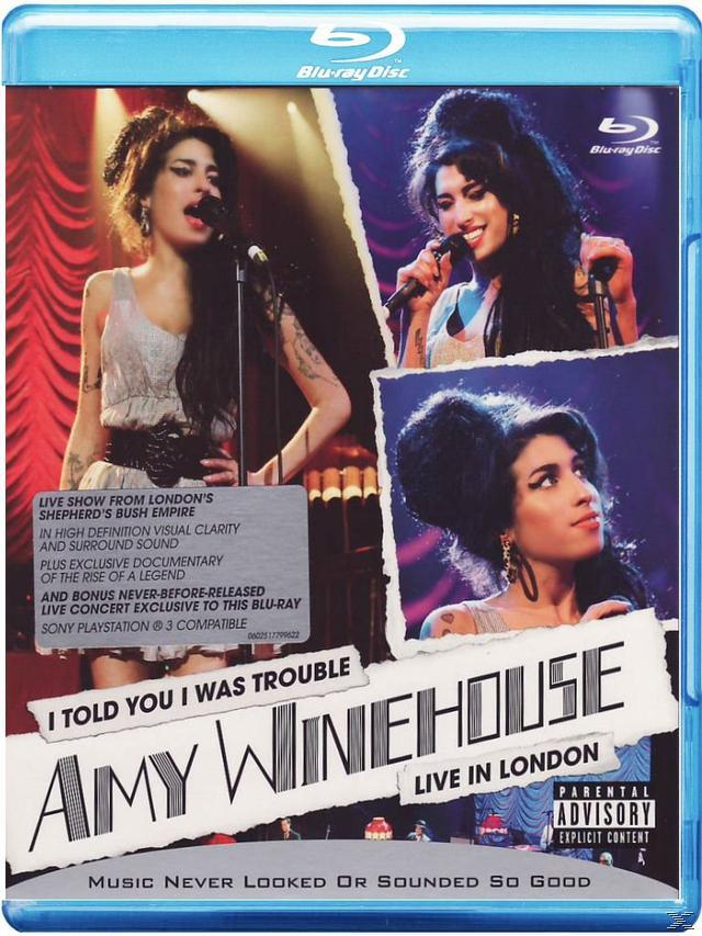 Amy Winehouse DVD-Cover, drei Bilder von Amy. Live in London, I Told You I Was Trouble.