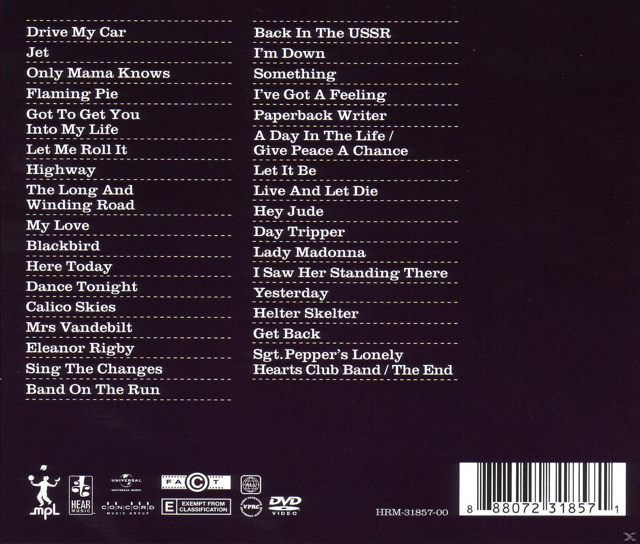 Rückseite einer CD mit einer langen Liste von Songtiteln auf weißem Hintergrund.