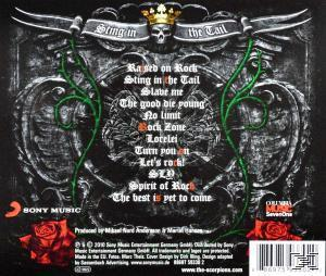 Rückseite des Scorpions-Albums. Text und ein Totenkopf mit Krone auf schwarzem Hintergrund.