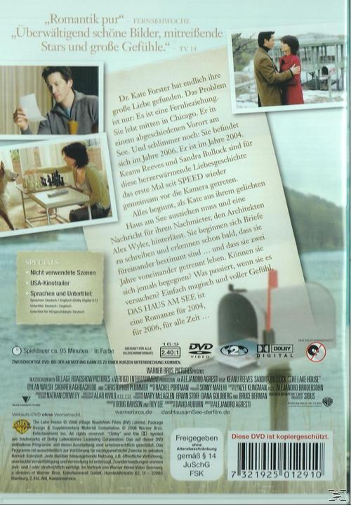 The Lake House DVD-Rückseite mit Filmdetails und Fotos der Schauspieler.