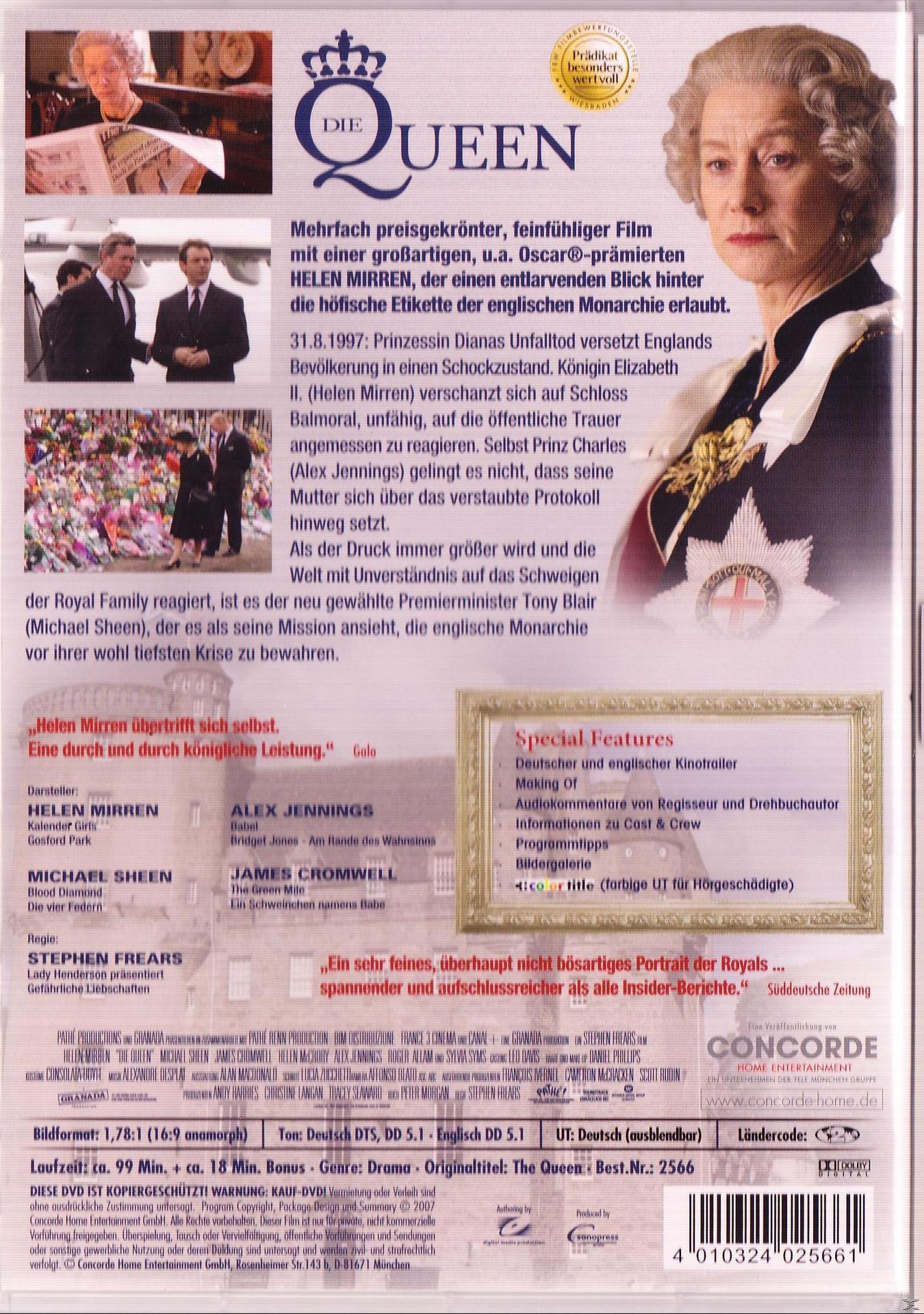 DVD-Hülle mit Helen Mirren, Filmtitel Die Queen, mit einem Foto einer Frau.