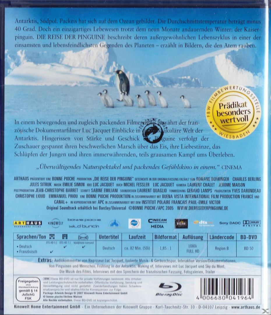 DVD-Cover mit Pinguinen auf Eis und Text auf Deutsch, mit Filmcrew.