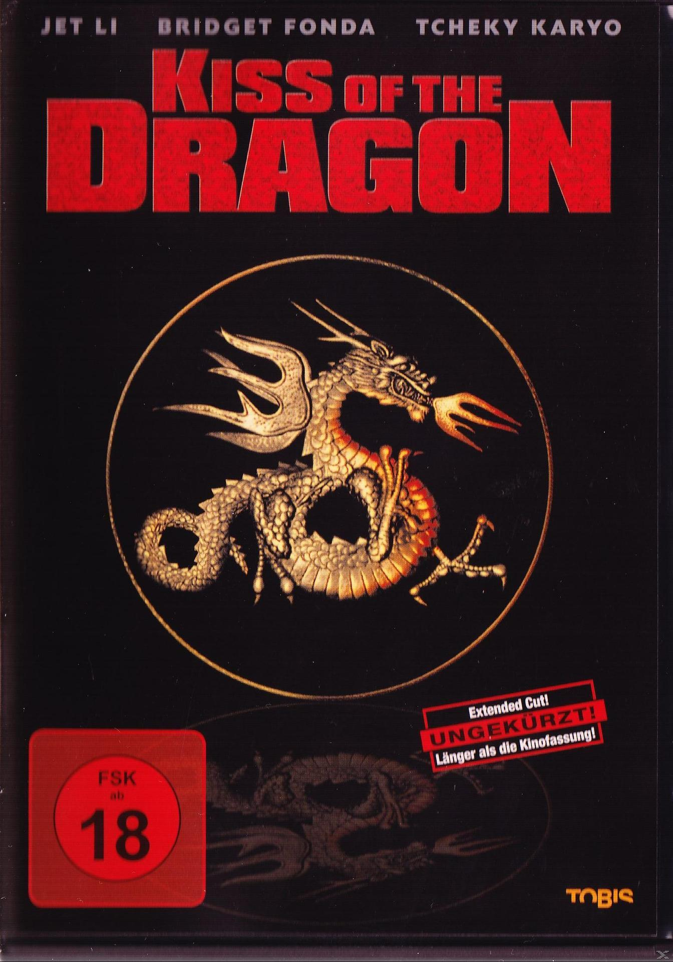 DVD-Cover. Text: Kiss of the Dragon. Jet Li, Bridget Fonda. Drachen-Grafik.