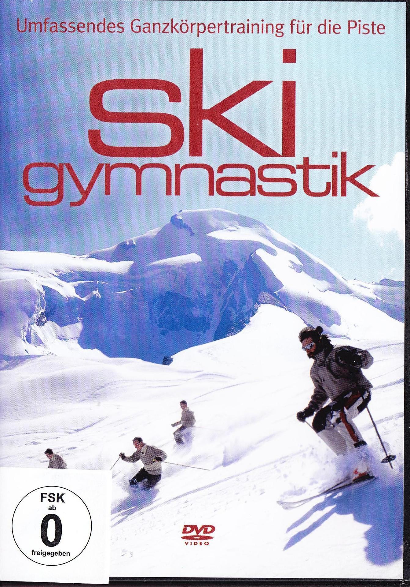 DVD-Cover von 'Ski Gymnastik' mit Skifahrern auf schneebedeckten Bergen.